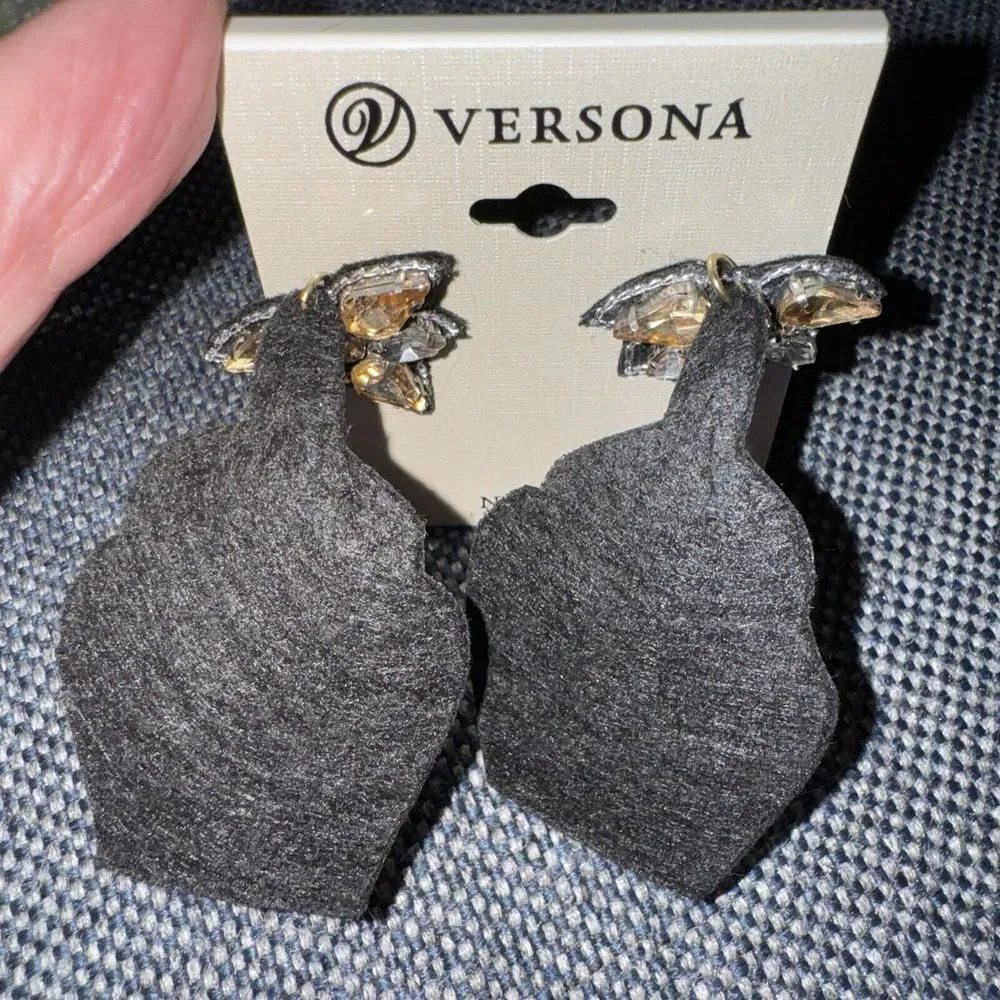 Versona Cupcake Earrings Womens OS Pink Beaded Rhinestone Statement Drop Novelty